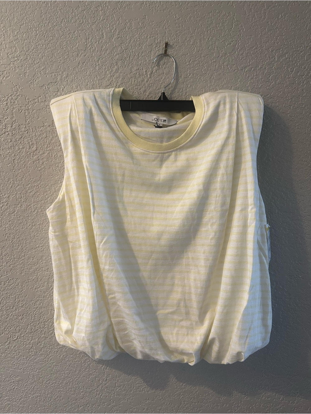 Joe's Jeans Pale Yellow & White Striped Sleeveless Tank